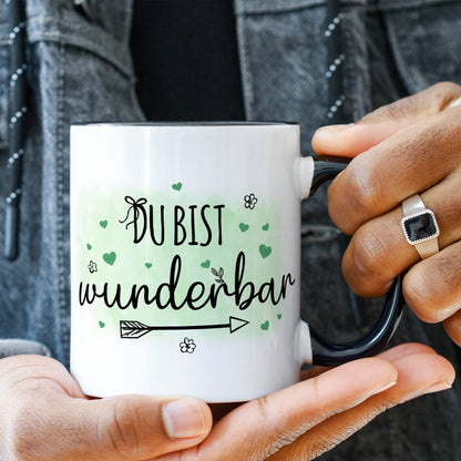 Bedruckte Tasse mit Spruch Du bist wunderbar
