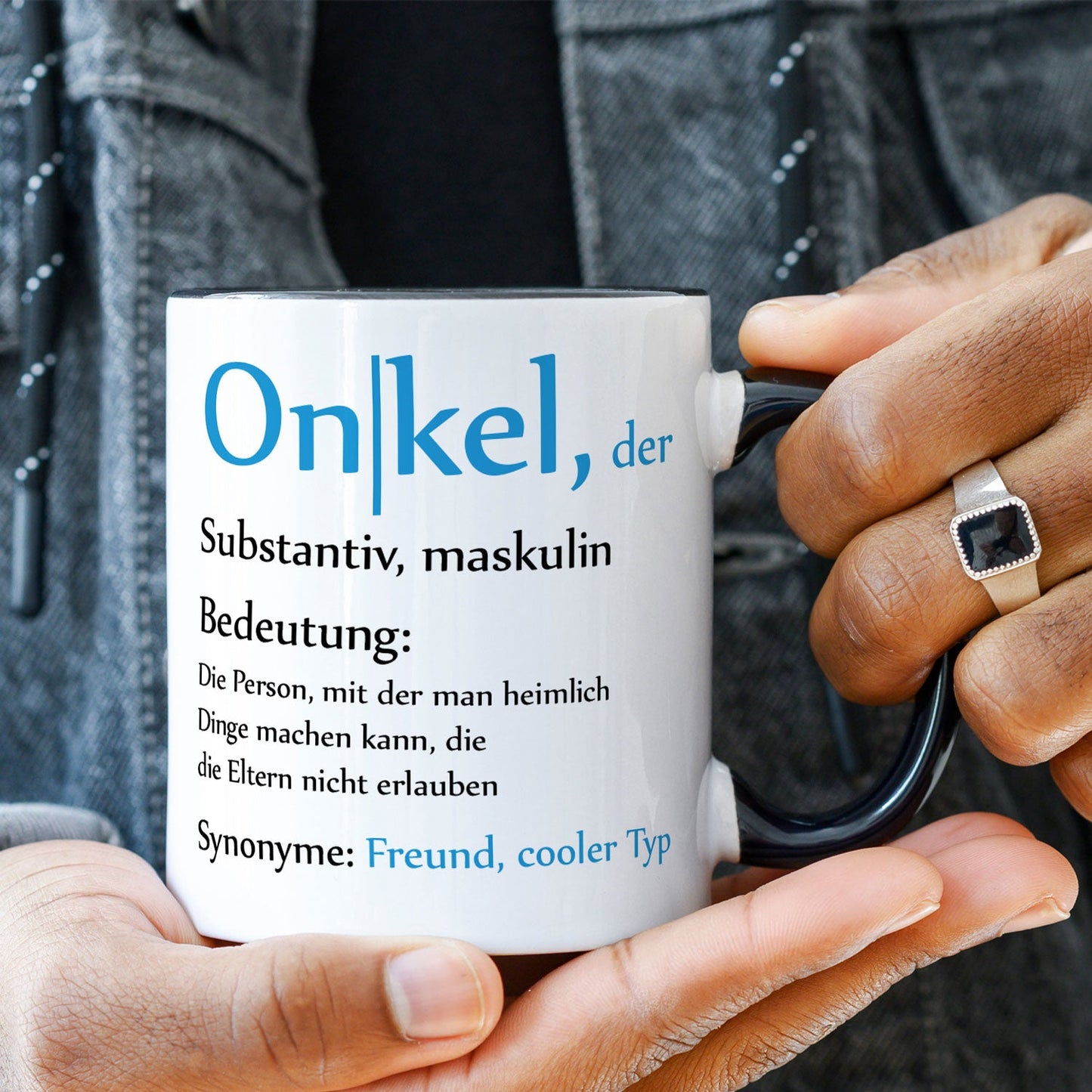 Bedruckte Tasse mit Spruch Onkel Definition