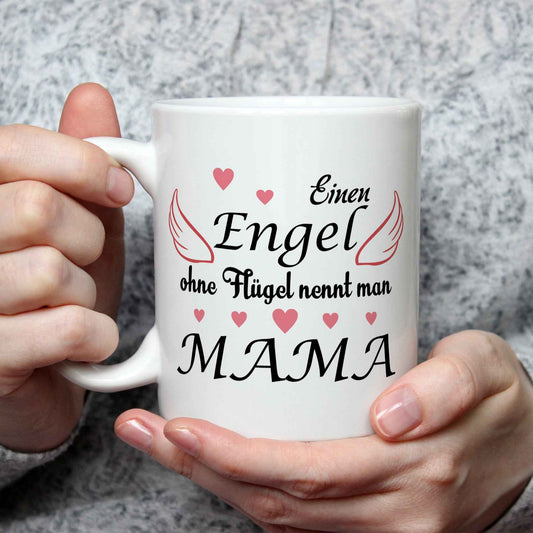 Bedruckte Tasse mit Spruch Engel ohne Flügel