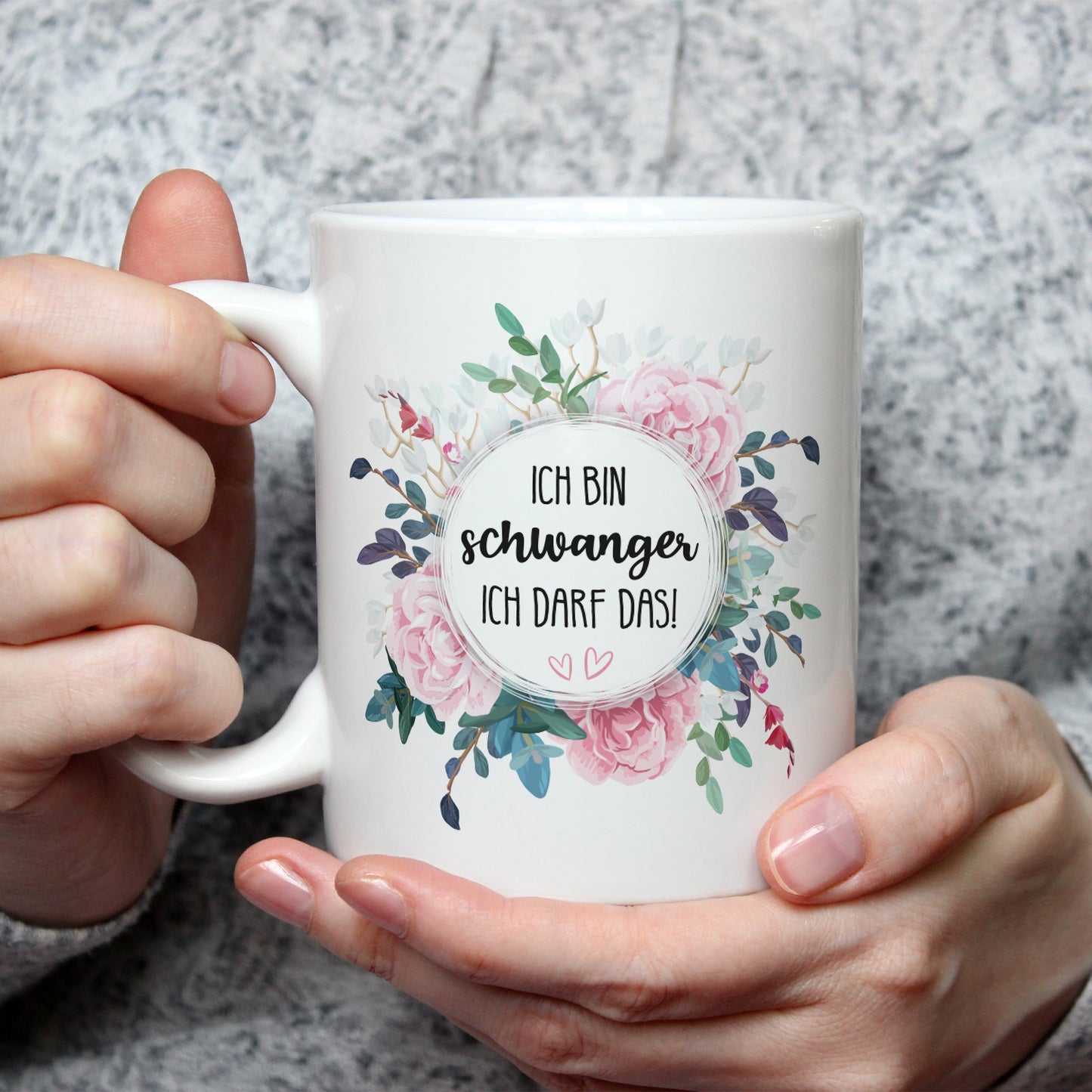 Bedruckte Tasse mit Spruch Ich bin Schwanger ich darf das
