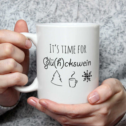 Bedruckte Tasse mit Weihnachtsmotiv - Its time for Glühckswein