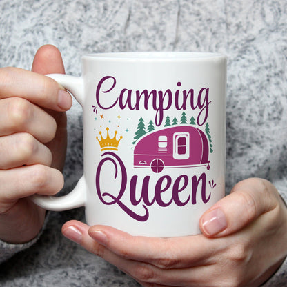 Bedruckte Tasse mit Spruch Camping Queen
