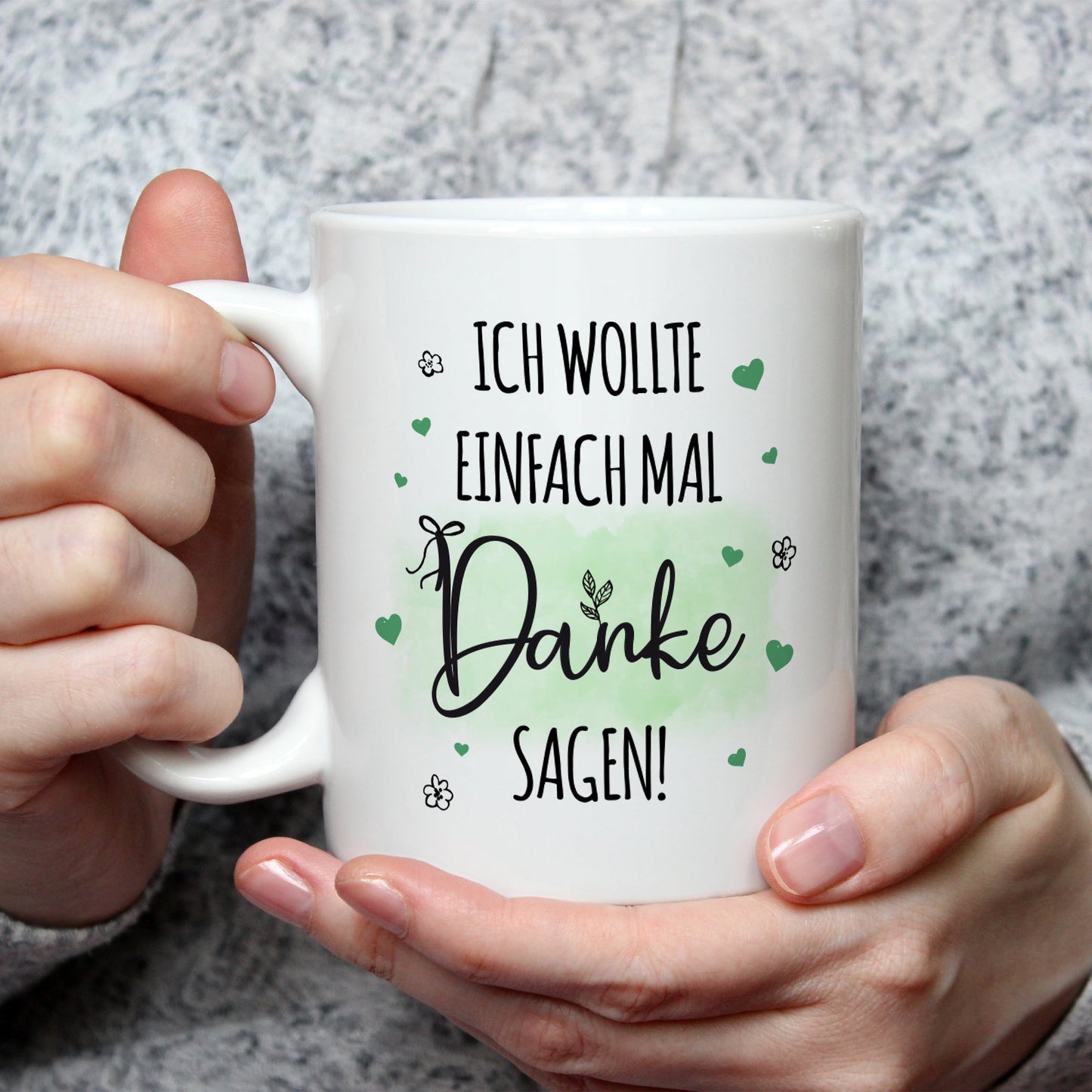 Bedruckte Tasse mit Spruch Wollte einfach mal danke sagen