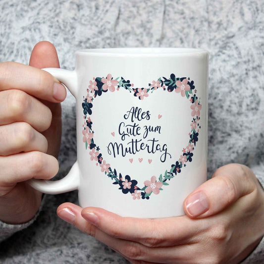 Bedruckte Tasse mit Spruch Alles gute zum Muttertag
