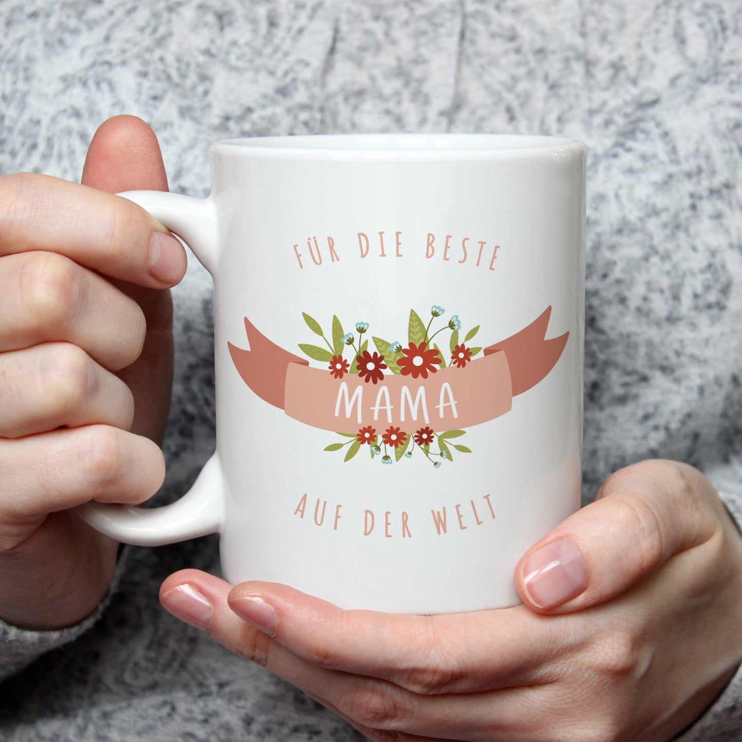 Bedruckte Tasse mit Spruch Für die beste Mama