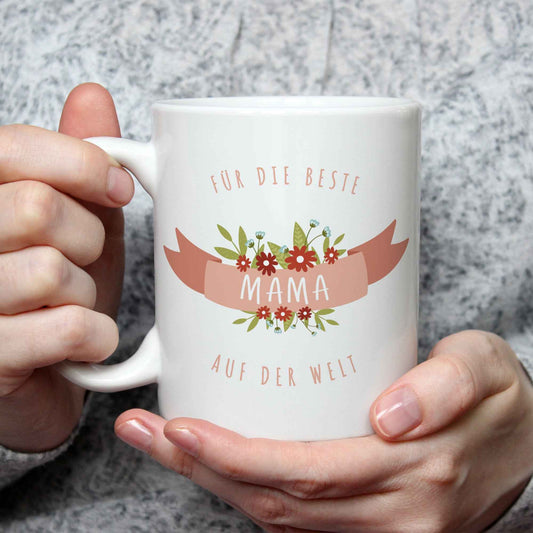 Bedruckte Tasse mit Spruch Für die beste Mama