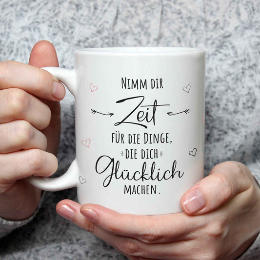 Bedruckte Tasse mit Spruch Nimm dir Zeit