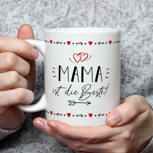 Bedruckte Tasse mit Spruch Mama ist die Beste!