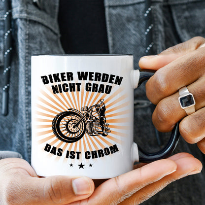 Bedruckte Tasse mit Spruch Biker werden nicht grau