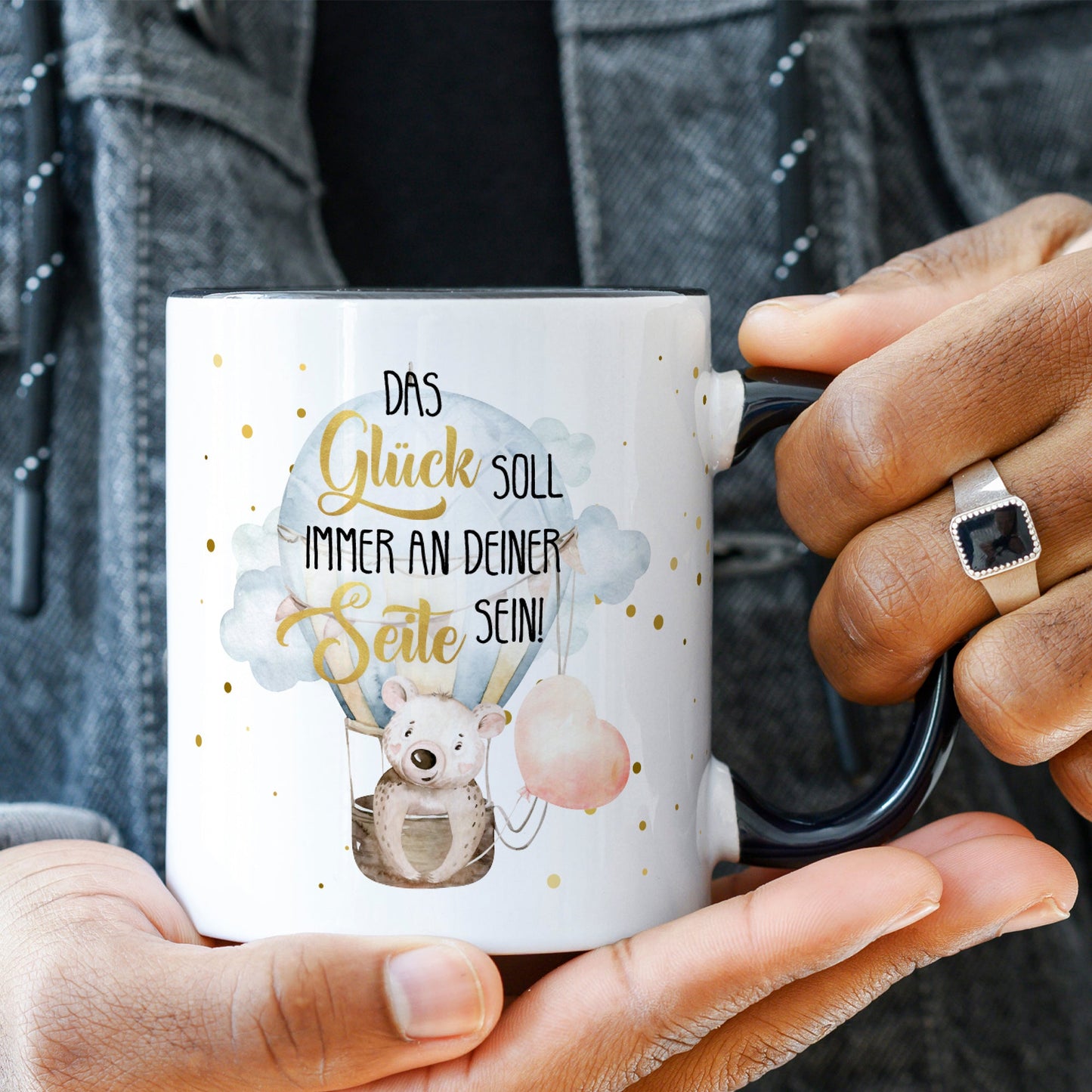 Bedruckte Tasse mit Spruch Glück immer an deiner Seite
