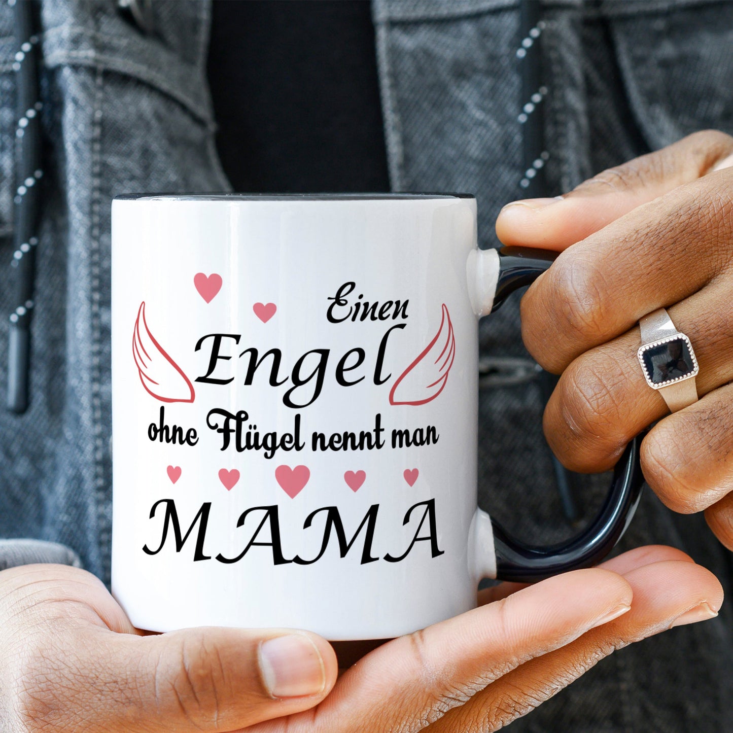 Bedruckte Tasse mit Spruch Engel ohne Flügel