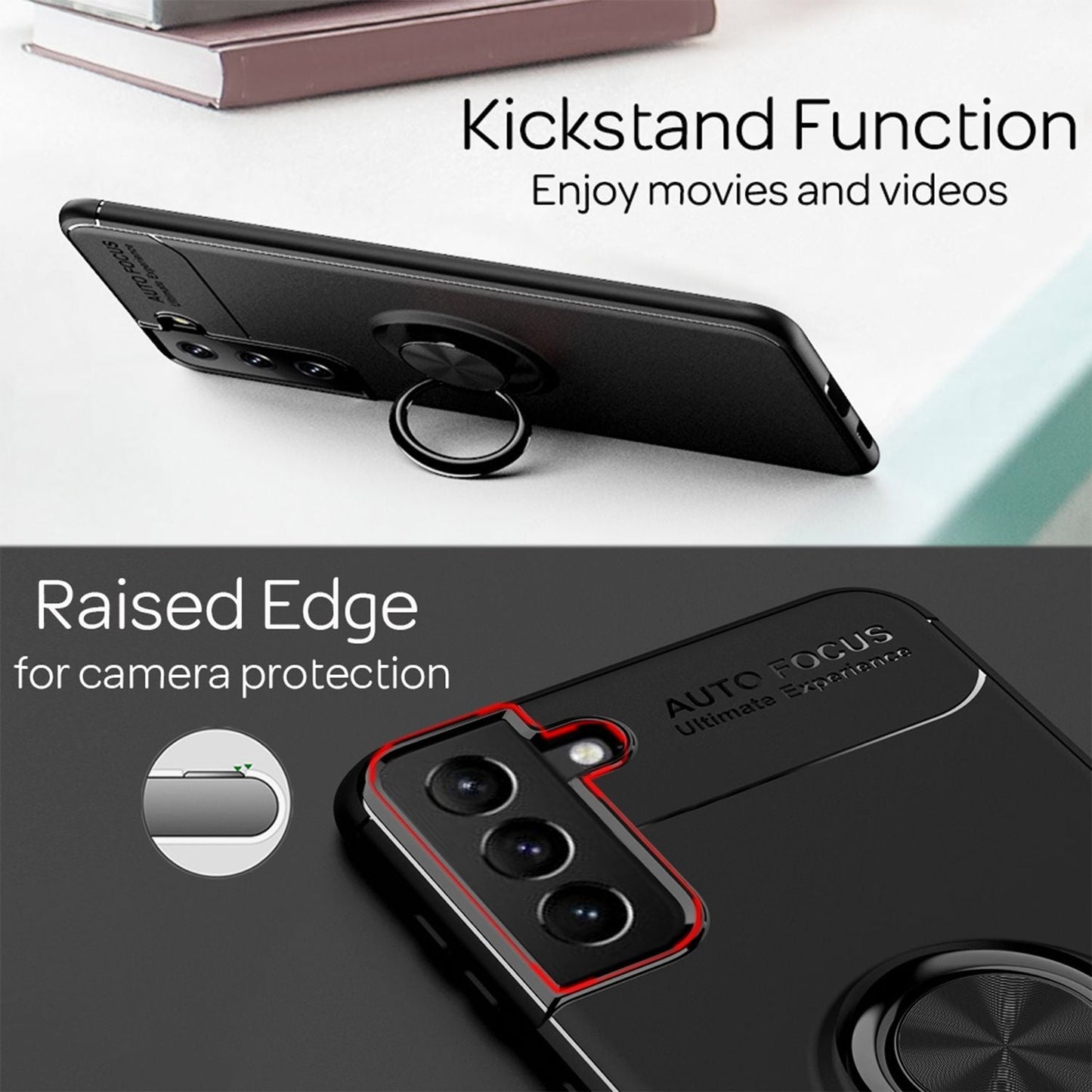 NALIA Ringhülle für Samsung Galaxy S21 Plus – Ring-Ständer 360° & für Magnet-Halter – GRIP360 (Mattiertes Silikon Case) – Marke aus Berlin