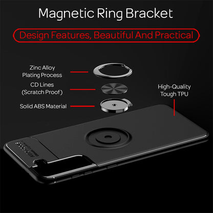 NALIA Ringhülle für Samsung Galaxy S21 Plus – Ring-Ständer 360° & für Magnet-Halter – GRIP360 (Mattiertes Silikon Case) – Marke aus Berlin