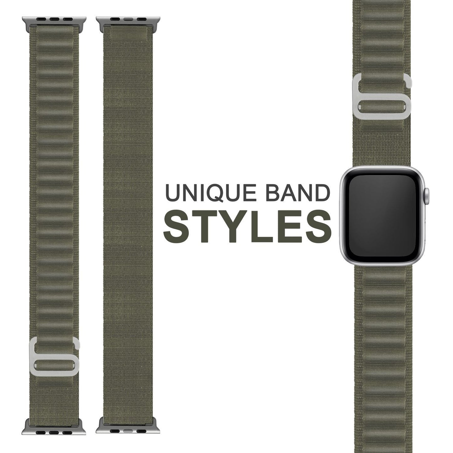 NALIA Smart Watch Armband Alpine Loop Style kompatibel mit Apple Watch Armband Ultra/SE & Series 8/7/6/5/4/3/2/1, 38/40/41mm, G-Haken iWatch Outdoor Uhr Band, Nylon