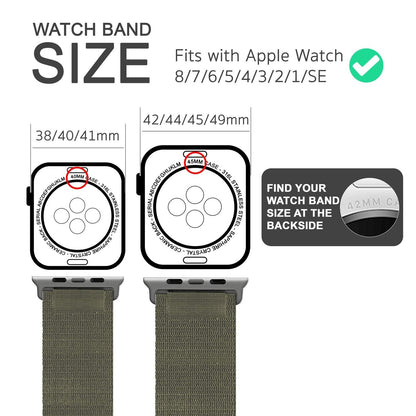 NALIA Smart Watch Armband Alpine Loop Style kompatibel mit Apple Watch Armband Ultra/SE & Series 8/7/6/5/4/3/2/1, 38/40/41mm, G-Haken iWatch Outdoor Uhr Band, Nylon