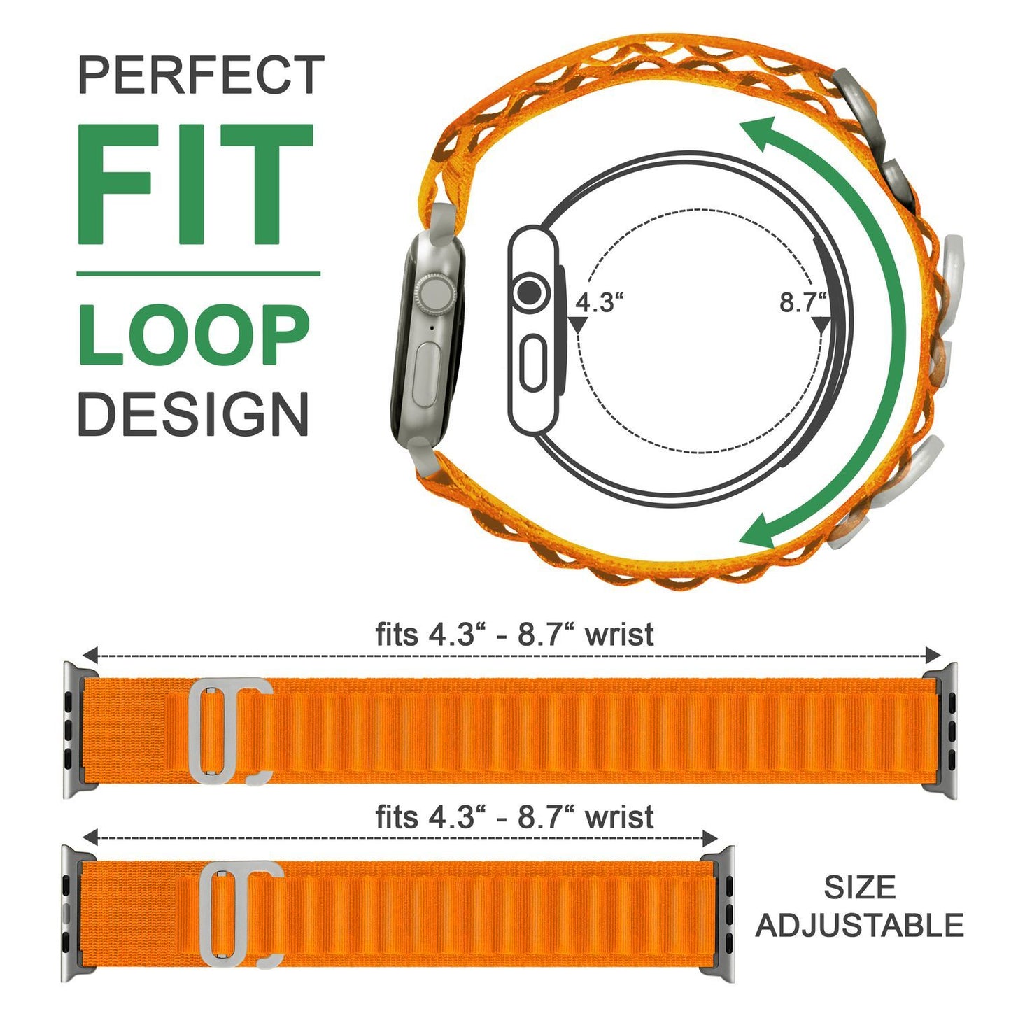 NALIA Smart Watch Armband Alpine Loop Style kompatibel mit Apple Watch Armband Ultra/SE & Series 8/7/6/5/4/3/2/1, 38/40/41mm, G-Haken iWatch Outdoor Uhr Band, Nylon