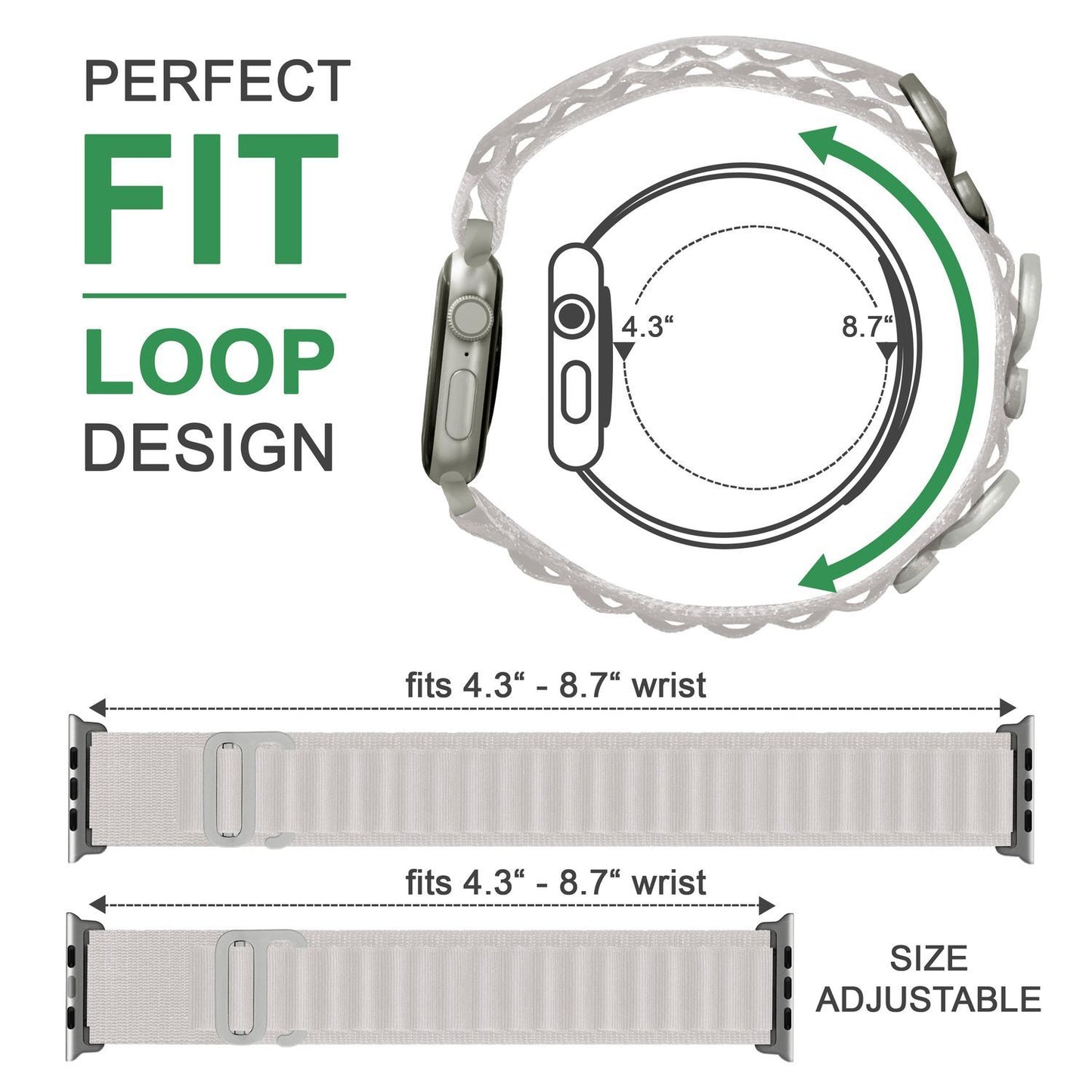 NALIA Smart Watch Armband Alpine Loop Style kompatibel mit Apple Watch Armband Ultra/SE & Series 8/7/6/5/4/3/2/1, 38/40/41mm, G-Haken iWatch Outdoor Uhr Band, Nylon