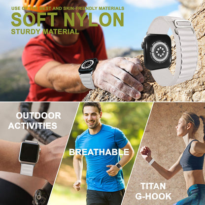 NALIA Smart Watch Armband Alpine Loop Style kompatibel mit Apple Watch Armband Ultra/SE & Series 8/7/6/5/4/3/2/1, 38/40/41mm, G-Haken iWatch Outdoor Uhr Band, Nylon