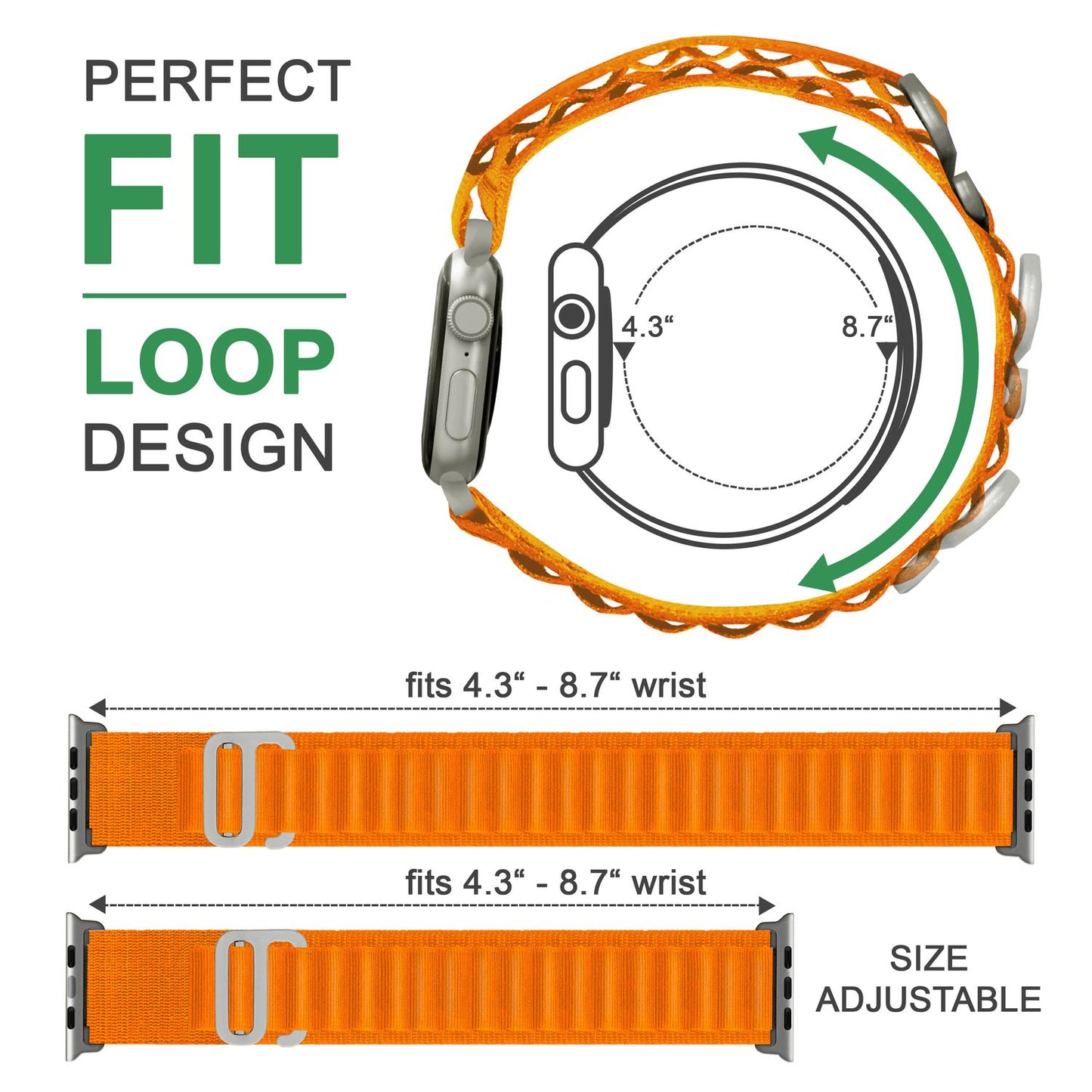 NALIA Smart Watch Armband Alpine Loop Style kompatibel mit Apple Watch Armband Ultra/SE & Series 8/7/6/5/4/3/2/1, 42/44/45/49mm, G-Haken iWatch Outdoor Uhr Band, Nylon