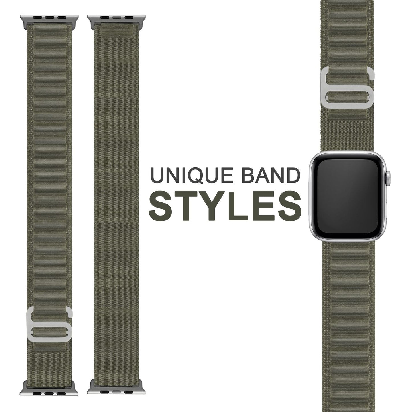 NALIA Smart Watch Armband Alpine Loop Style kompatibel mit Apple Watch Armband Ultra/SE & Series 8/7/6/5/4/3/2/1, 42/44/45/49mm, G-Haken iWatch Outdoor Uhr Band, Nylon