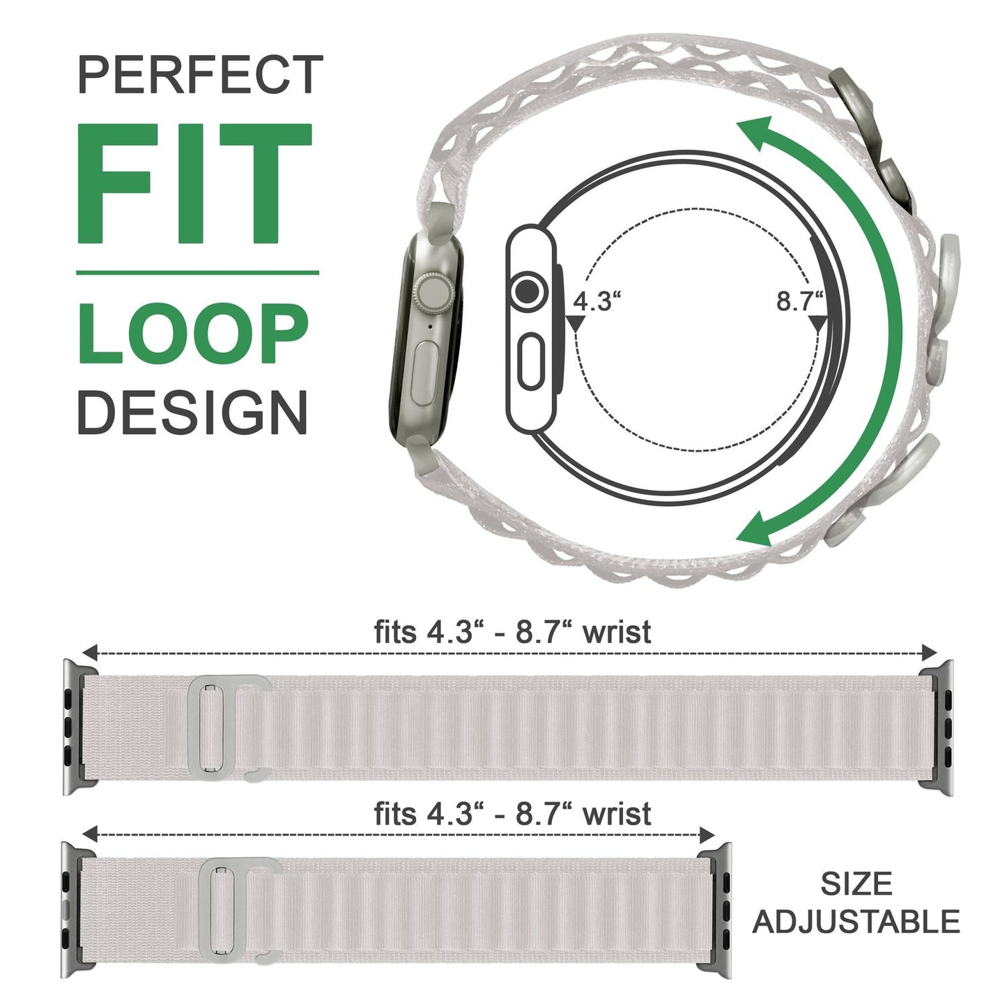 NALIA Smart Watch Armband Alpine Loop Style kompatibel mit Apple Watch Armband Ultra/SE & Series 8/7/6/5/4/3/2/1, 42/44/45/49mm, G-Haken iWatch Outdoor Uhr Band, Nylon