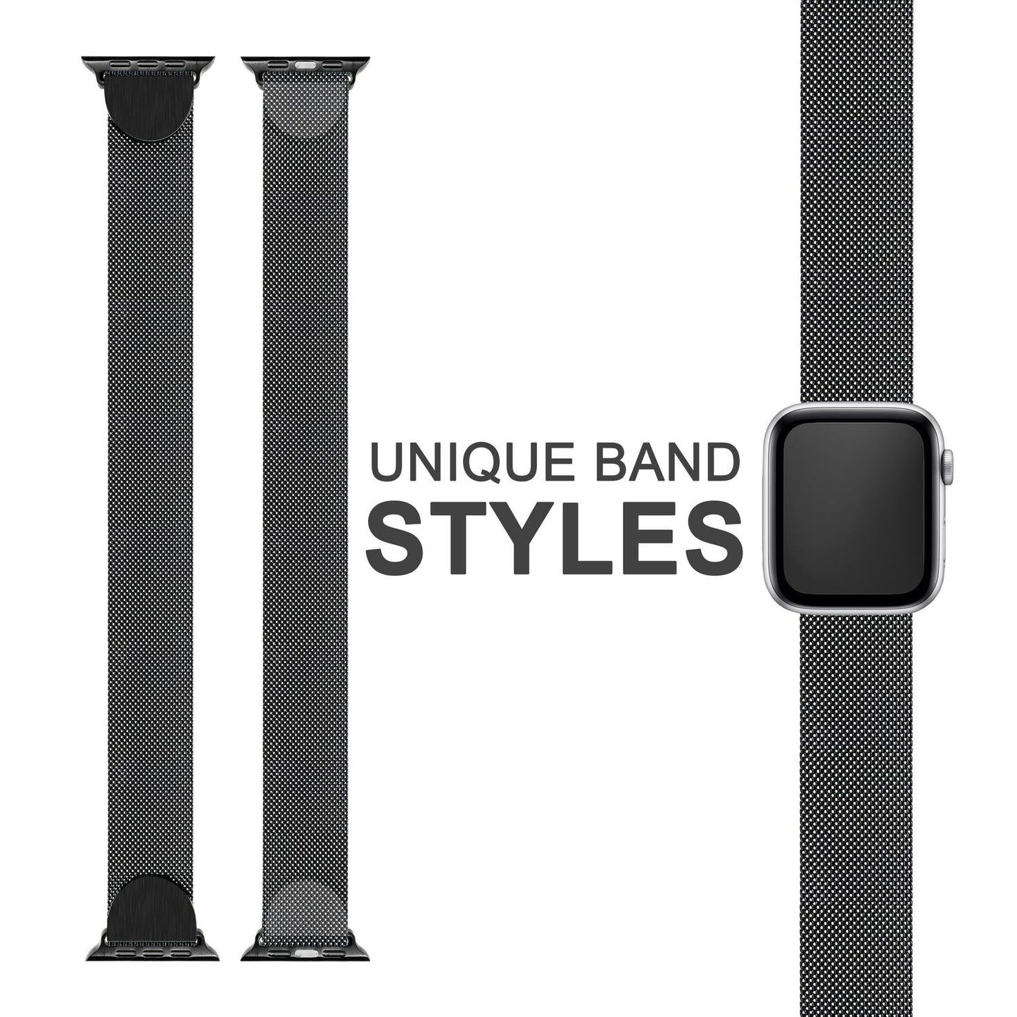 NALIA Milanaise Edelstahl Smart Watch Armband kompatibel mit Apple Watch Armband SE & Series 8/7/6/5/4/3/2/1, 38mm 40mm 41mm, iWatch-Band Magnet-Verschluss, Metall