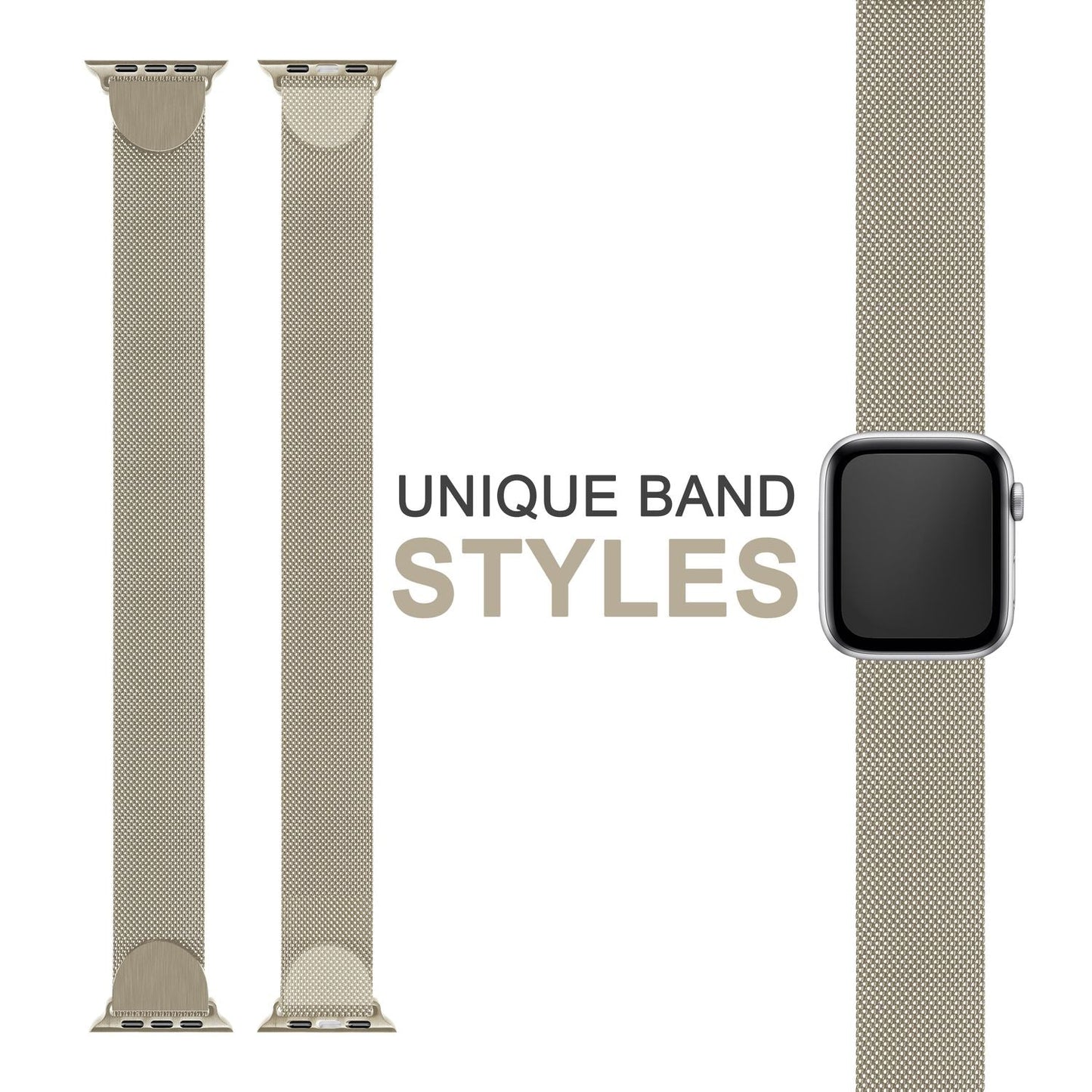 NALIA Milanaise Edelstahl Smart Watch Armband kompatibel mit Apple Watch Armband SE & Series 8/7/6/5/4/3/2/1, 38mm 40mm 41mm, iWatch-Band Magnet-Verschluss, Metall