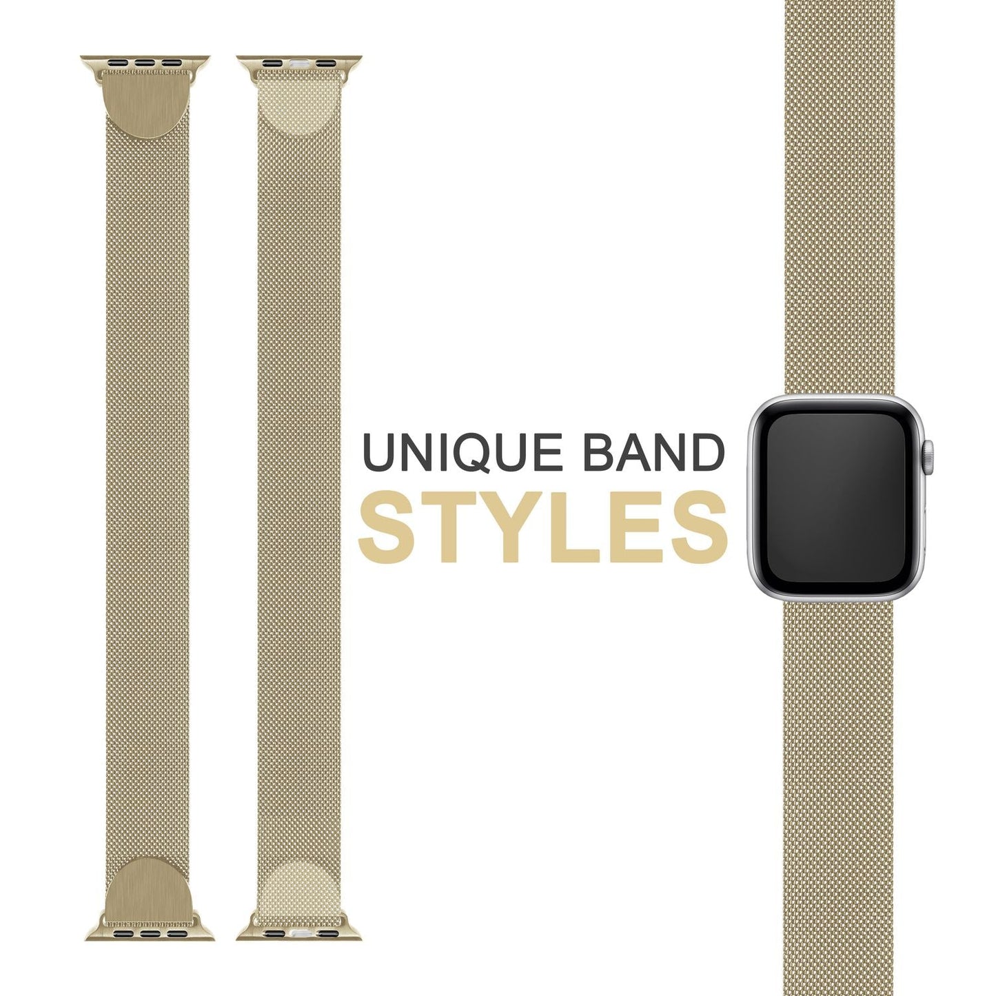 NALIA Milanaise Edelstahl Smart Watch Armband kompatibel mit Apple Watch Armband SE & Series 8/7/6/5/4/3/2/1, 38mm 40mm 41mm, iWatch-Band Magnet-Verschluss, Metall