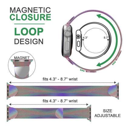 NALIA Milanaise Edelstahl Smart Watch Armband kompatibel mit Apple Watch Armband SE & Series 8/7/6/5/4/3/2/1, 38mm 40mm 41mm, iWatch-Band Magnet-Verschluss, Metall