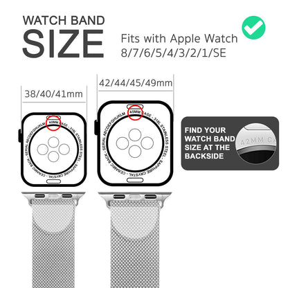 NALIA Milanaise Edelstahl Smart Watch Armband kompatibel mit Apple Watch Armband SE & Series 8/7/6/5/4/3/2/1, 38mm 40mm 41mm, iWatch-Band Magnet-Verschluss, Metall