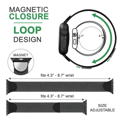 NALIA Milanaise Edelstahl Smart Watch Armband kompatibel mit Apple Watch Armband Ultra/SE & Series 8/7/6/5/4/3/2/1, 42mm 44mm 45mm 49mm, iWatch-Band Magnet-Verschluss, Metall