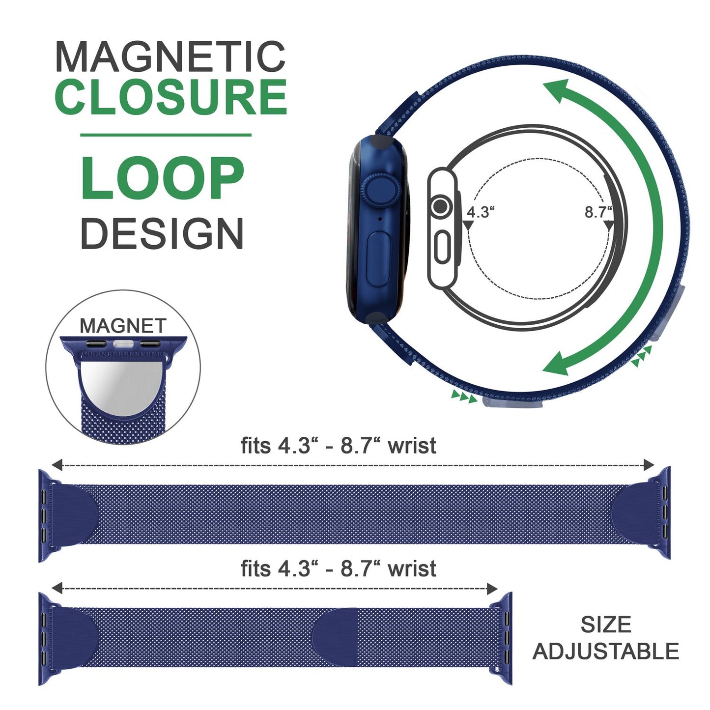 NALIA Milanaise Edelstahl Smart Watch Armband kompatibel mit Apple Watch Armband Ultra/SE & Series 8/7/6/5/4/3/2/1, 42mm 44mm 45mm 49mm, iWatch-Band Magnet-Verschluss, Metall