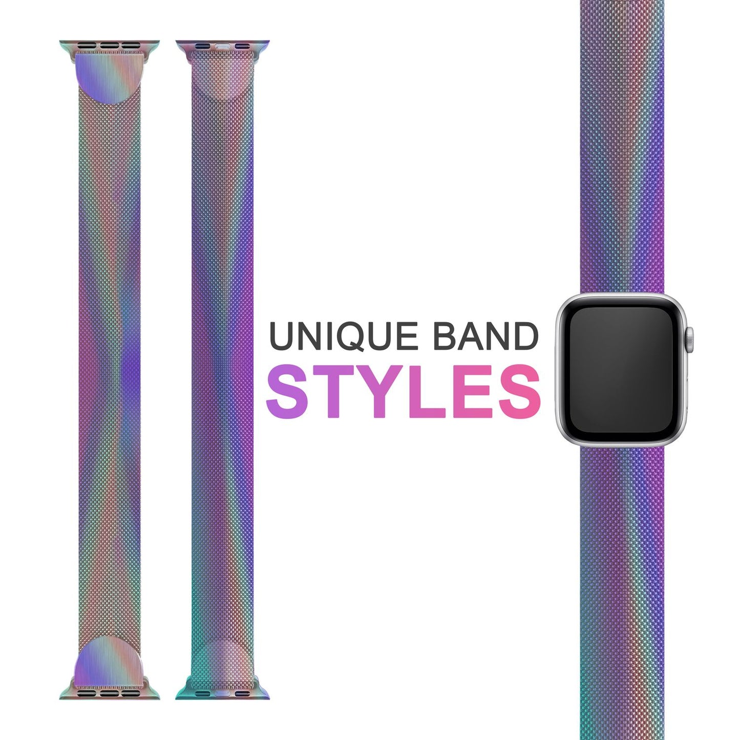 NALIA Milanaise Edelstahl Smart Watch Armband kompatibel mit Apple Watch Armband Ultra/SE & Series 8/7/6/5/4/3/2/1, 42mm 44mm 45mm 49mm, iWatch-Band Magnet-Verschluss, Metall