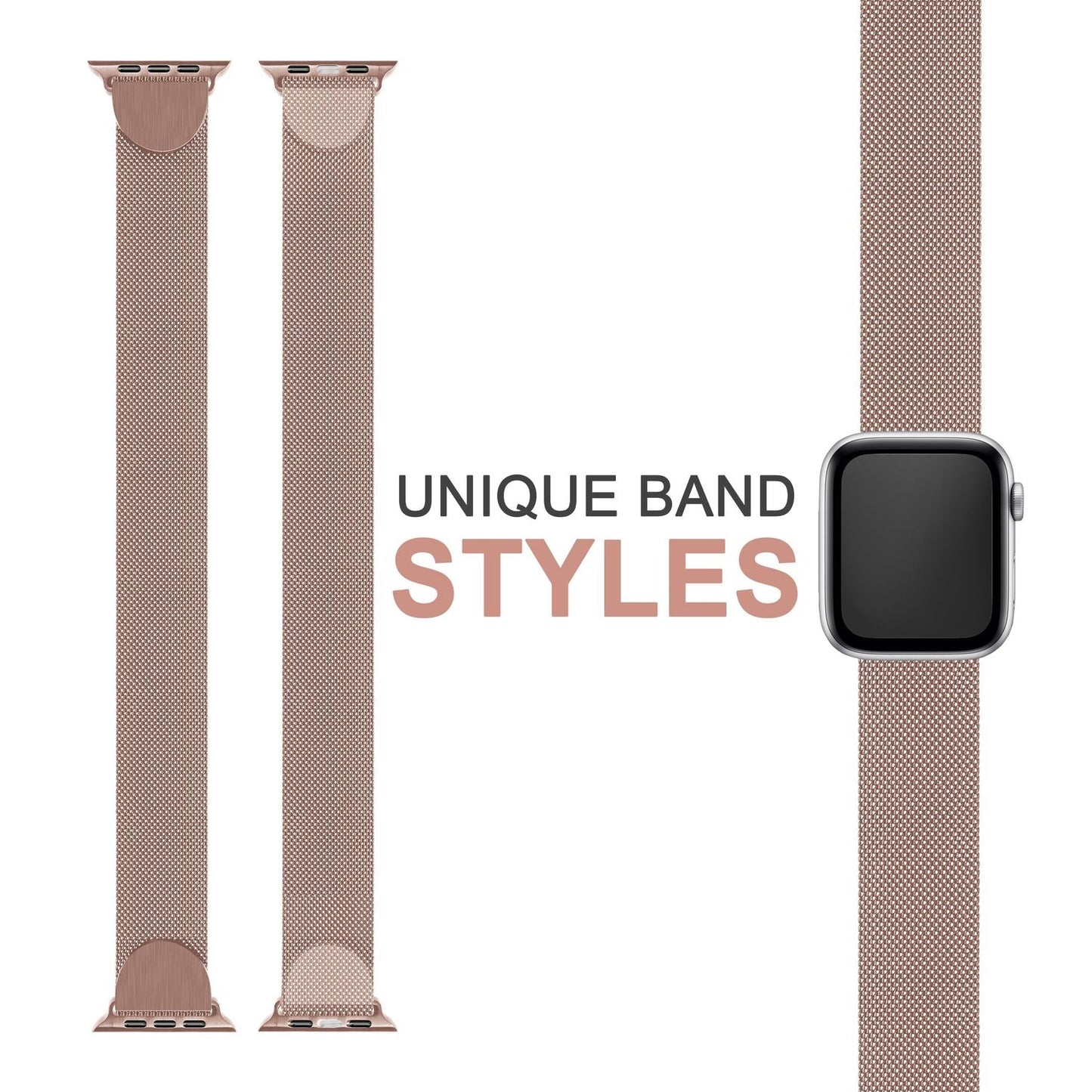 NALIA Milanaise Edelstahl Smart Watch Armband kompatibel mit Apple Watch Armband Ultra/SE & Series 8/7/6/5/4/3/2/1, 42mm 44mm 45mm 49mm, iWatch-Band Magnet-Verschluss, Metall
