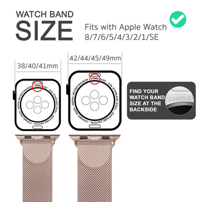 NALIA Milanaise Edelstahl Smart Watch Armband kompatibel mit Apple Watch Armband Ultra/SE & Series 8/7/6/5/4/3/2/1, 42mm 44mm 45mm 49mm, iWatch-Band Magnet-Verschluss, Metall