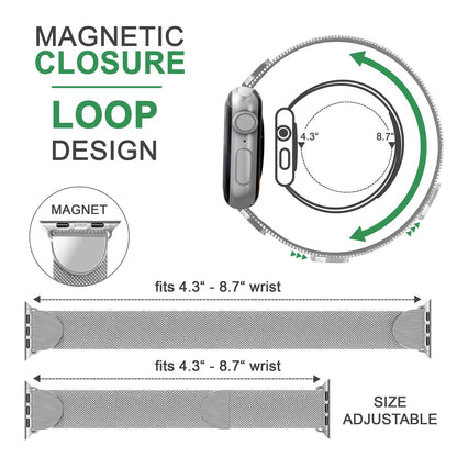 NALIA Milanaise Edelstahl Smart Watch Armband kompatibel mit Apple Watch Armband Ultra/SE & Series 8/7/6/5/4/3/2/1, 42mm 44mm 45mm 49mm, iWatch-Band Magnet-Verschluss, Metall