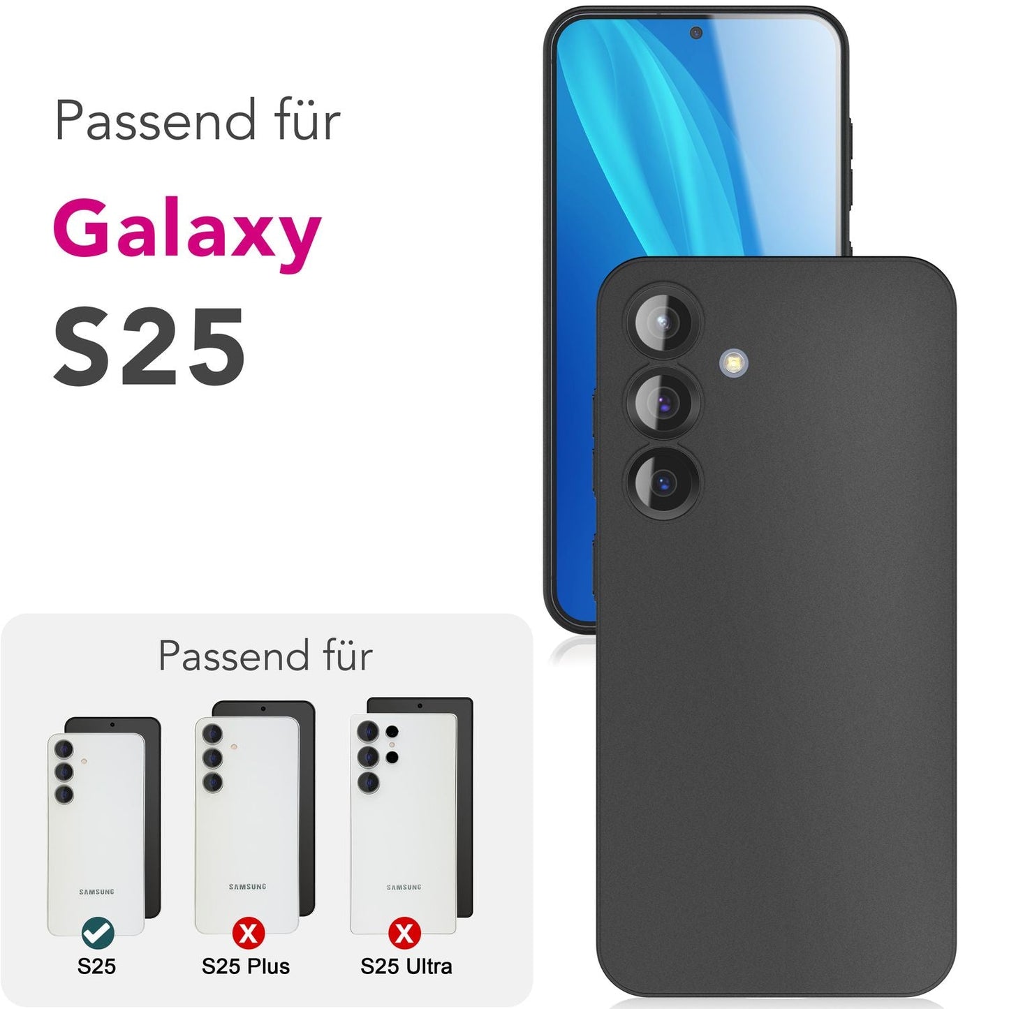 NALIA Ultra Slim Hardcase für Samsung Galaxy S25 – Matt & 0.3mm Dünn – PHANTOM (Dünnes Cover & Kamera-Vollschutz) – Marke aus Berlin