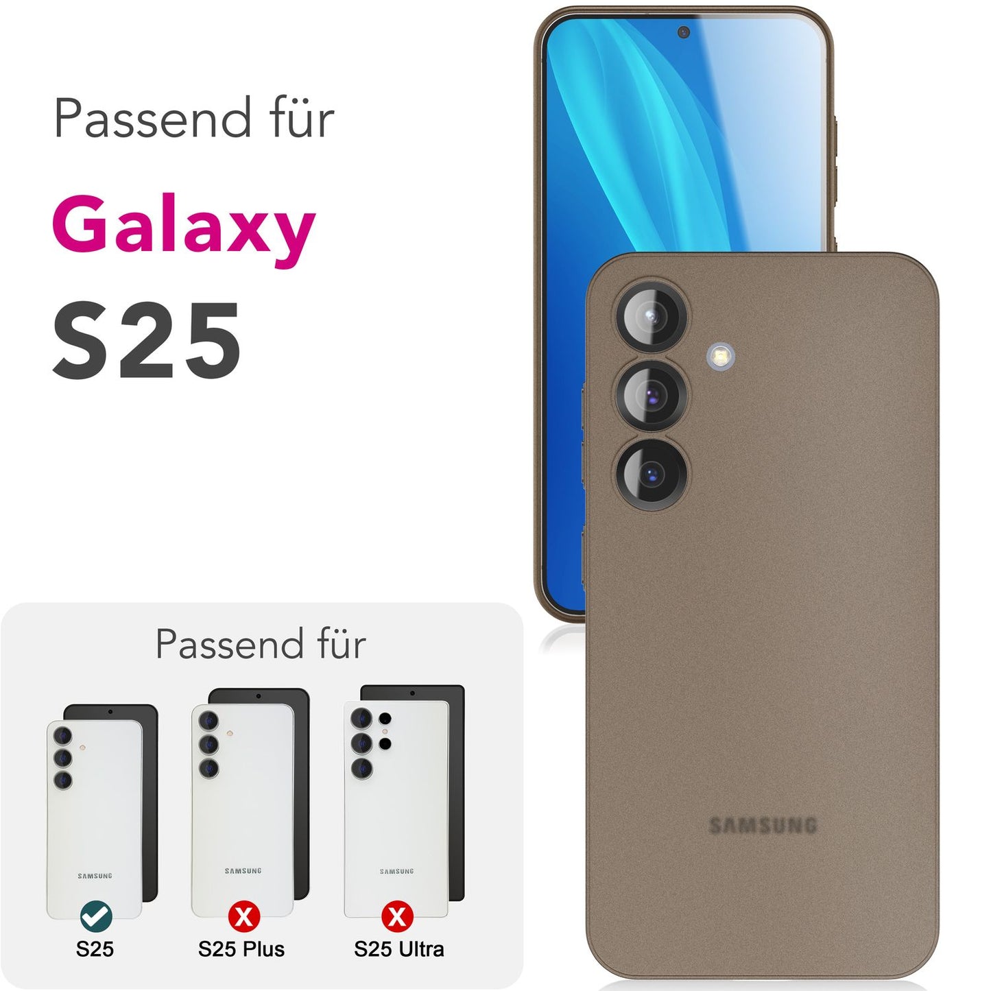 NALIA Ultra Slim Hardcase für Samsung Galaxy S25 – Matt & 0.3mm Dünn – PHANTOM (Dünnes Cover & Kamera-Vollschutz) – Marke aus Berlin
