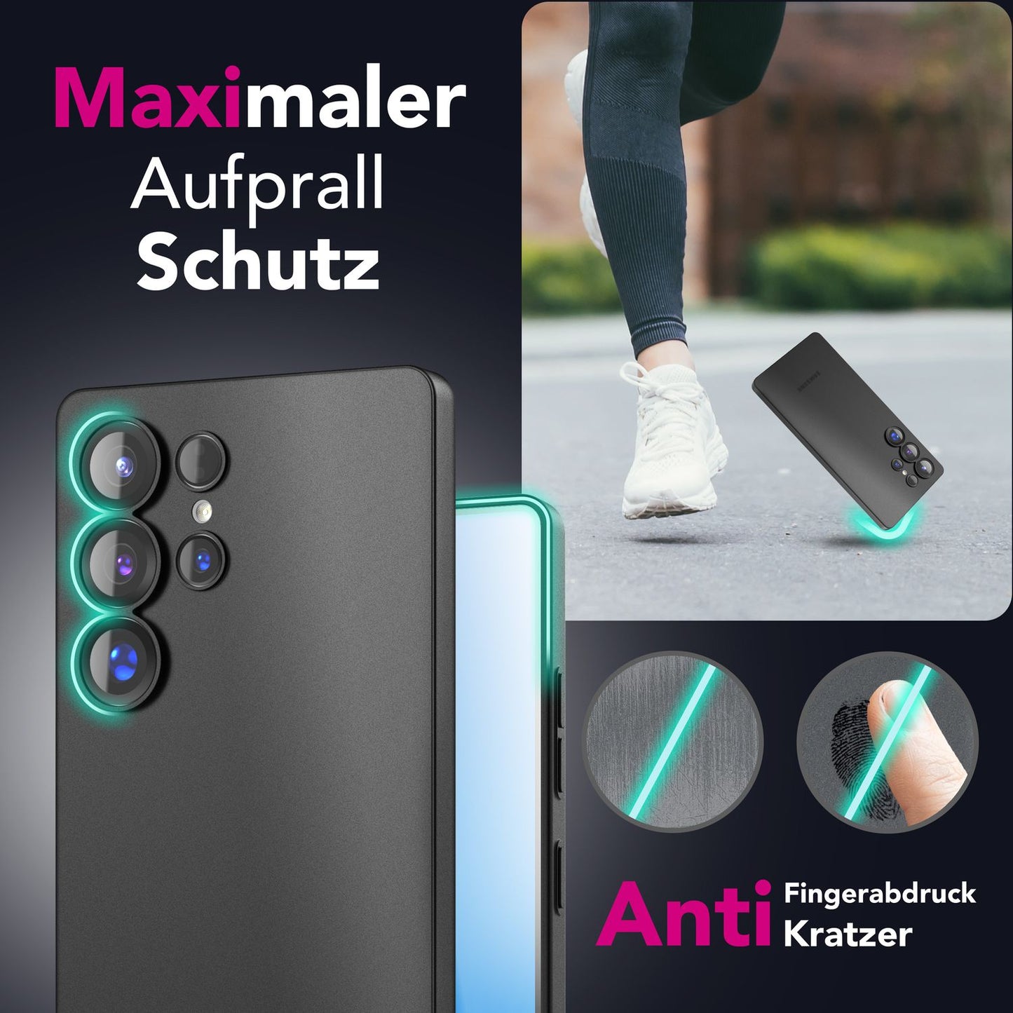 NALIA Ultra Slim Hardcase für Samsung Galaxy S25 Ultra – Matt & 0.3mm Dünn – PHANTOM (Dünnes Cover & Kamera-Vollschutz) – Marke aus Berlin