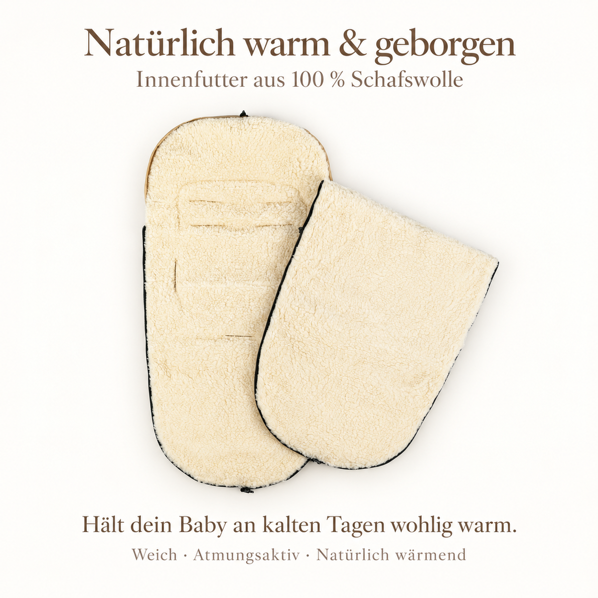 Winter footmuff, water-repellent, with merino wool lining - stroller