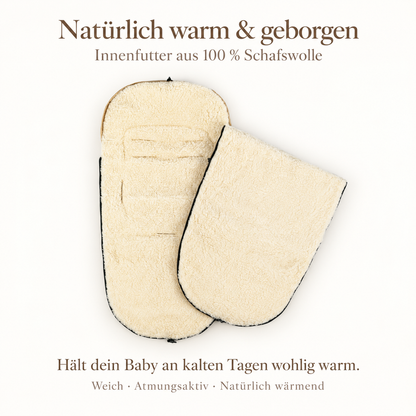 Winter footmuff, water-repellent, with merino wool lining - stroller