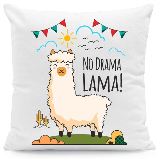 Bedrucktes Kissen mit Spruch No Drama Lama