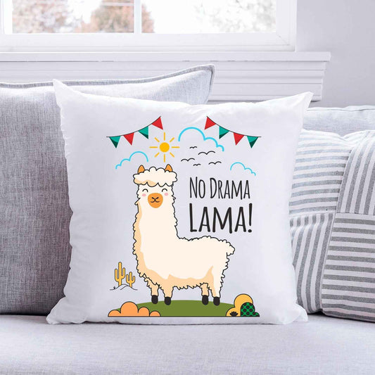 Bedrucktes Kissen mit Spruch No Drama Lama