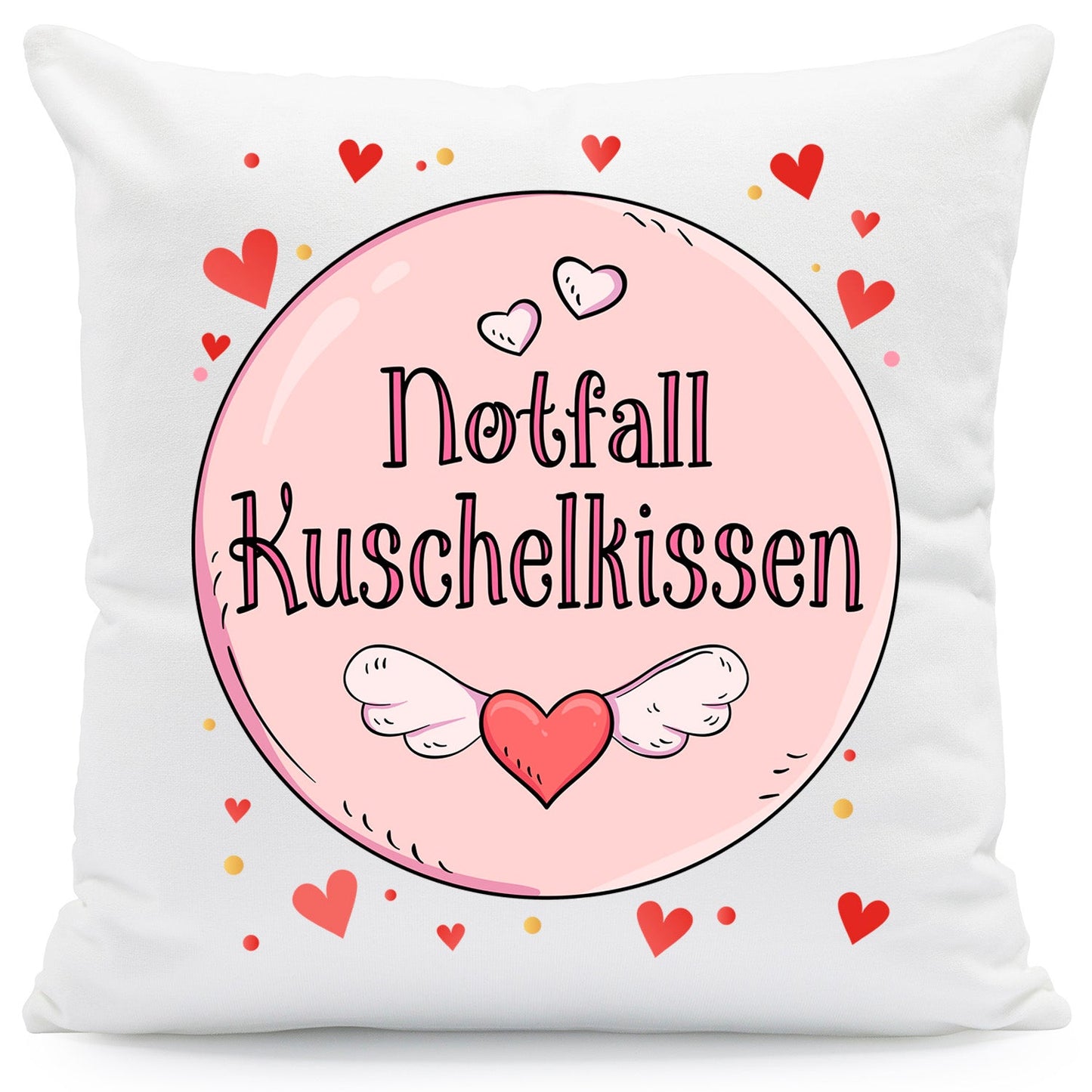 Bedrucktes Kissen mit Spruch Notfall Kuschelkissen