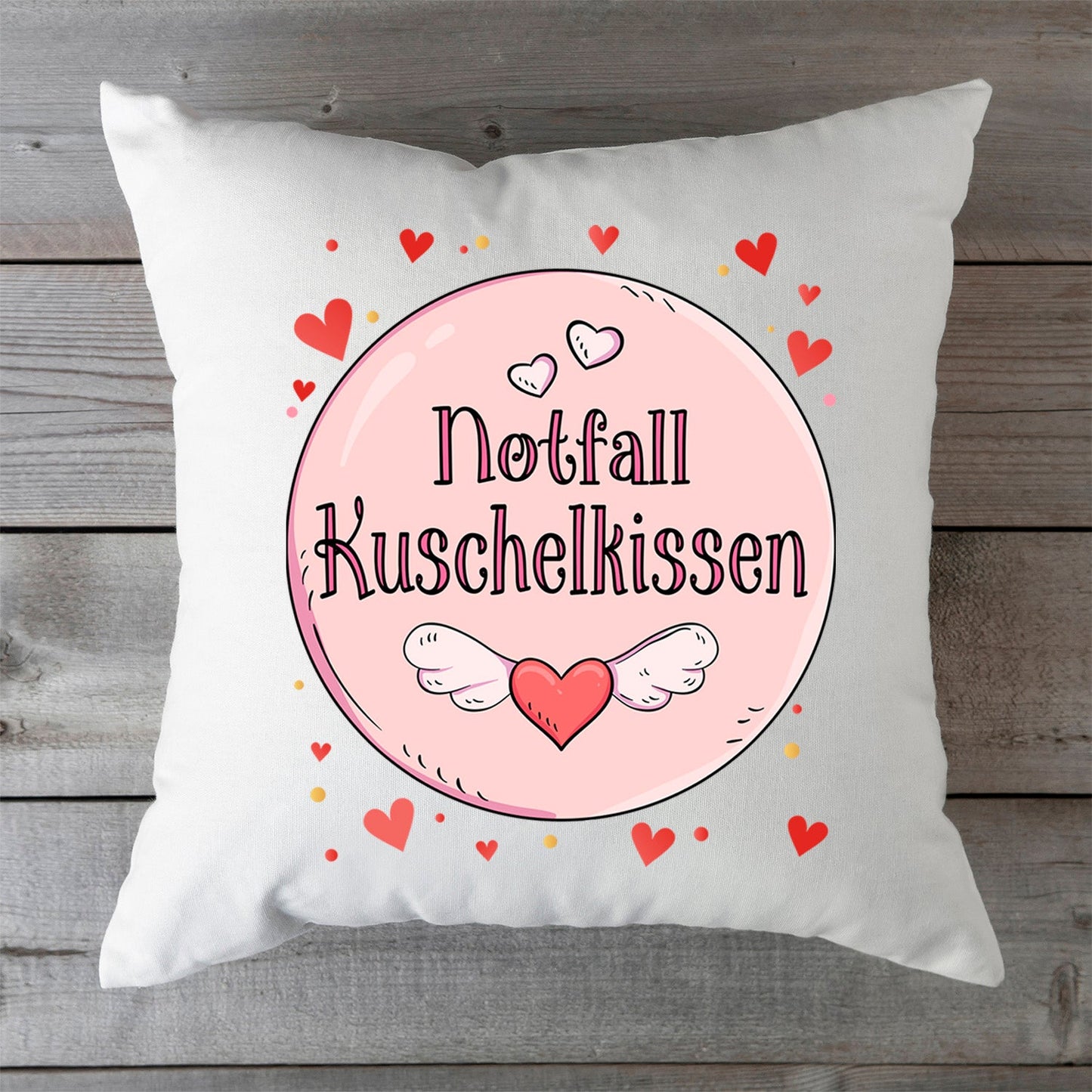 Bedrucktes Kissen mit Spruch Notfall Kuschelkissen