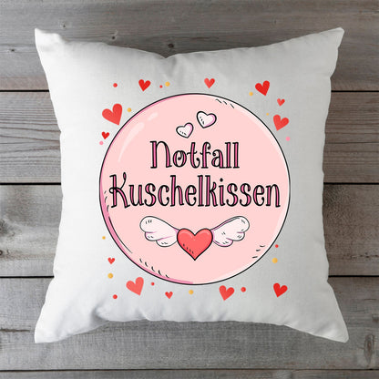 Bedrucktes Kissen mit Spruch Notfall Kuschelkissen