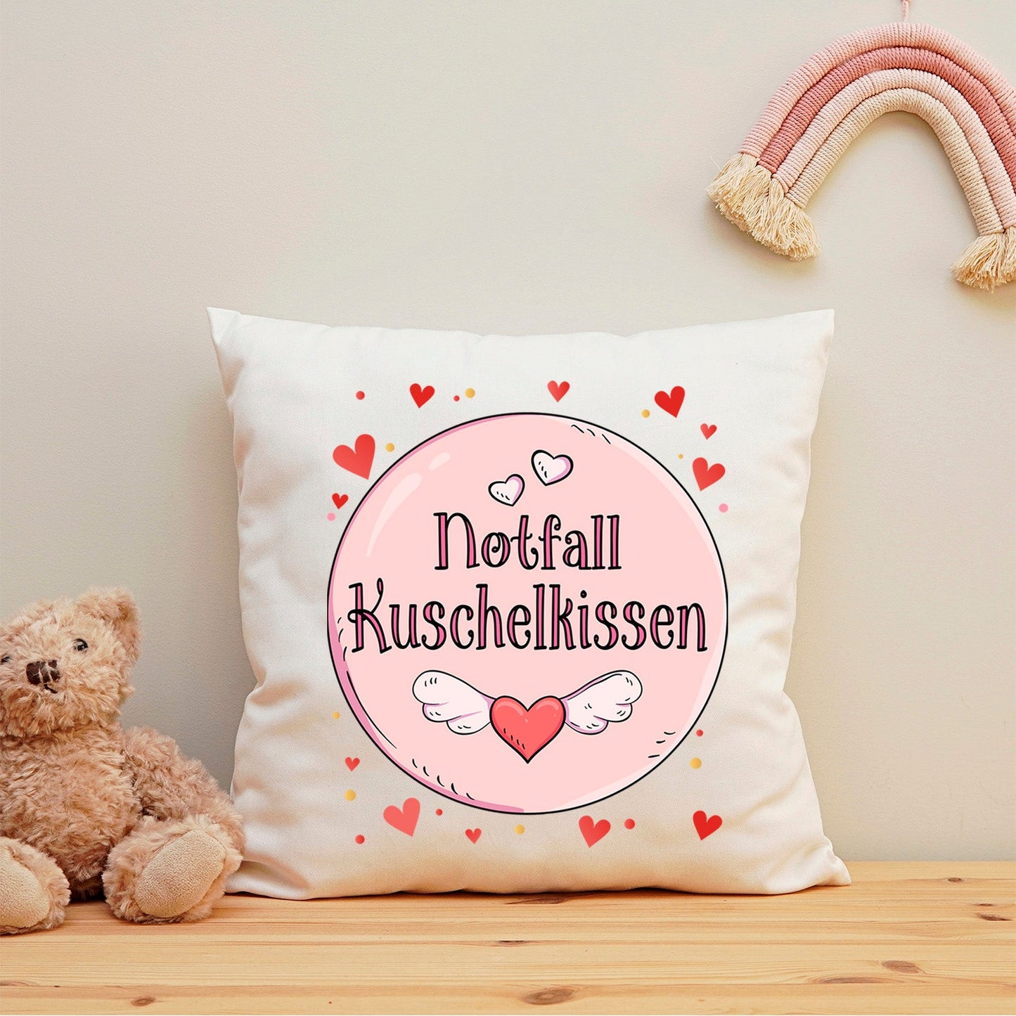 Bedrucktes Kissen mit Spruch Notfall Kuschelkissen