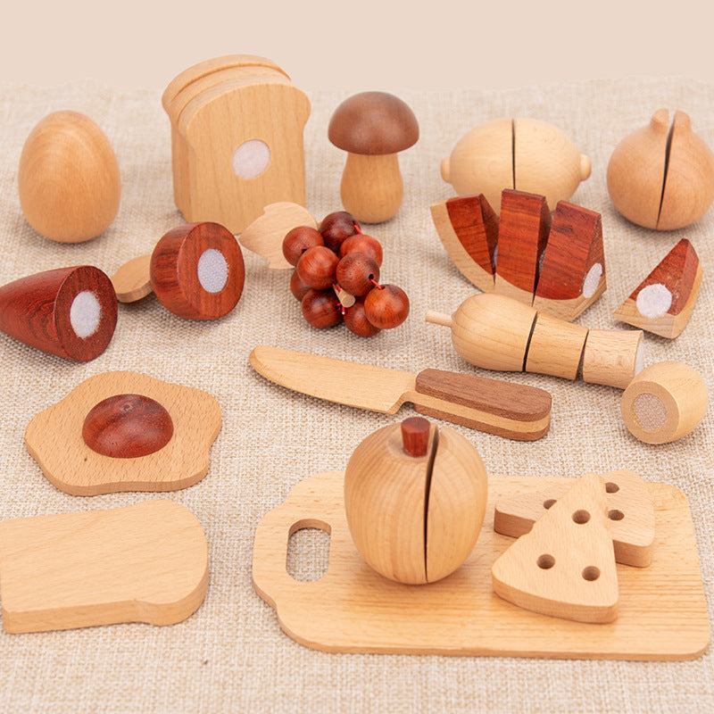 Holzlebensmitteln mit Zubehör – Lebensmittelspielzeug für fantasievolles Spielen