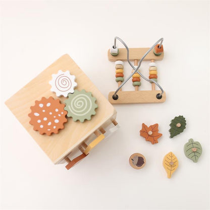5-in-1 Montessori Aktivitätsbox aus Holz – Lernen, Sortieren & Entdecken mit Perlen und Paarspiel