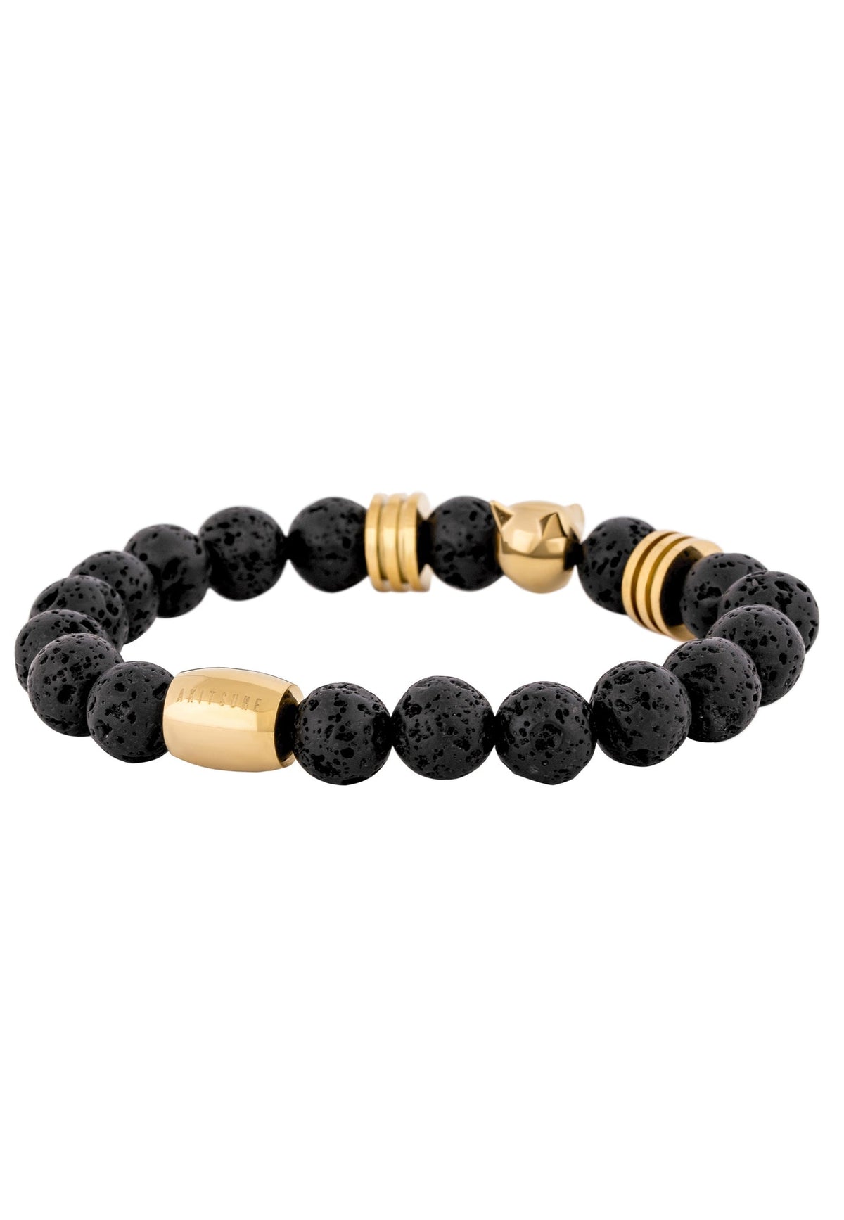 Obsidius Beaded Bracelet Gold - Black Lavastone